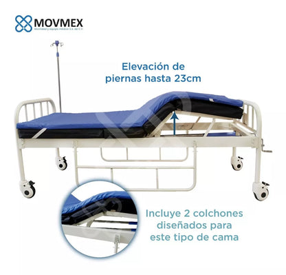 Cama Hospitalaria Manual 2 Posiciones Con Colchones Movmex