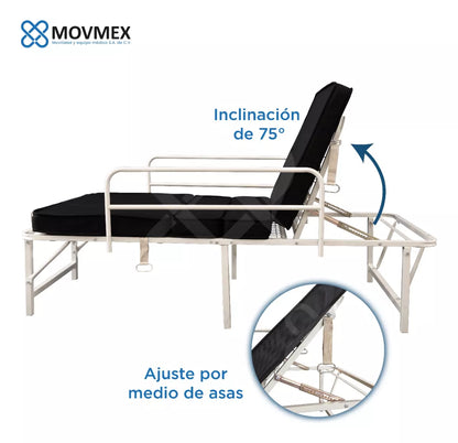 Cama Hospitalaria Manual 2 Posiciones Plegable Economica Con Colchon Movmex