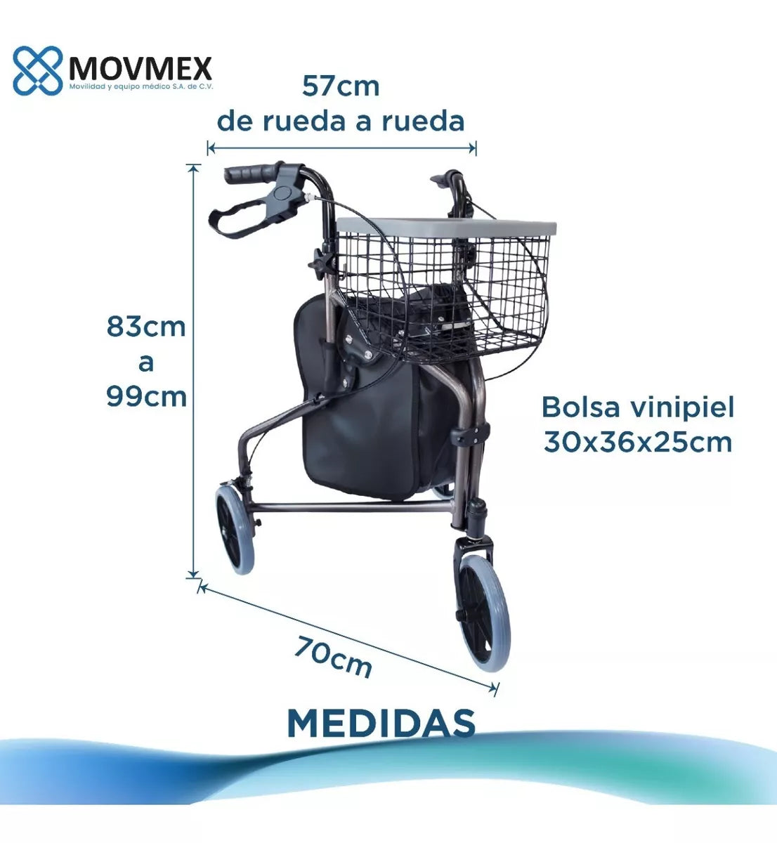 Andadera Ortopédica 3 Ruedas Aloe  Movmex
